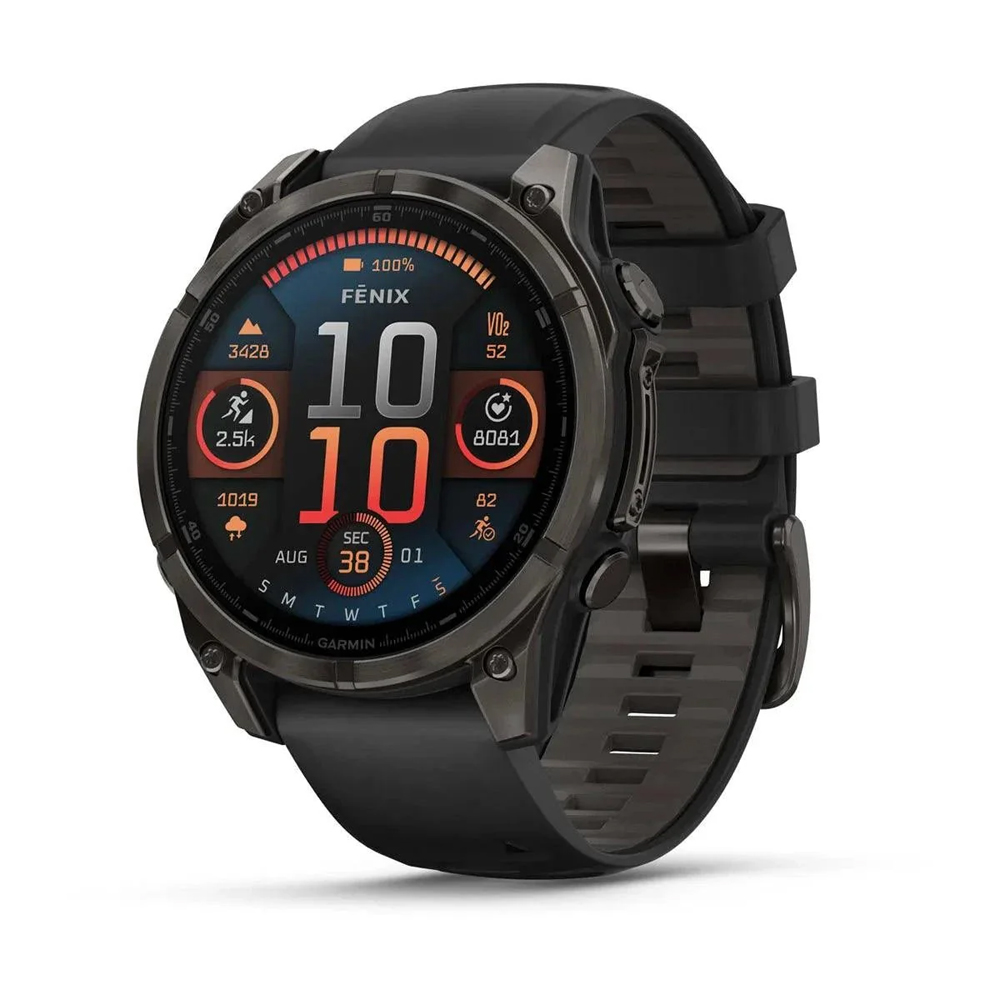 GARMIN FENIX 8 47MM AMOLED CARBON GREY W/BLACK SILICONE BAND