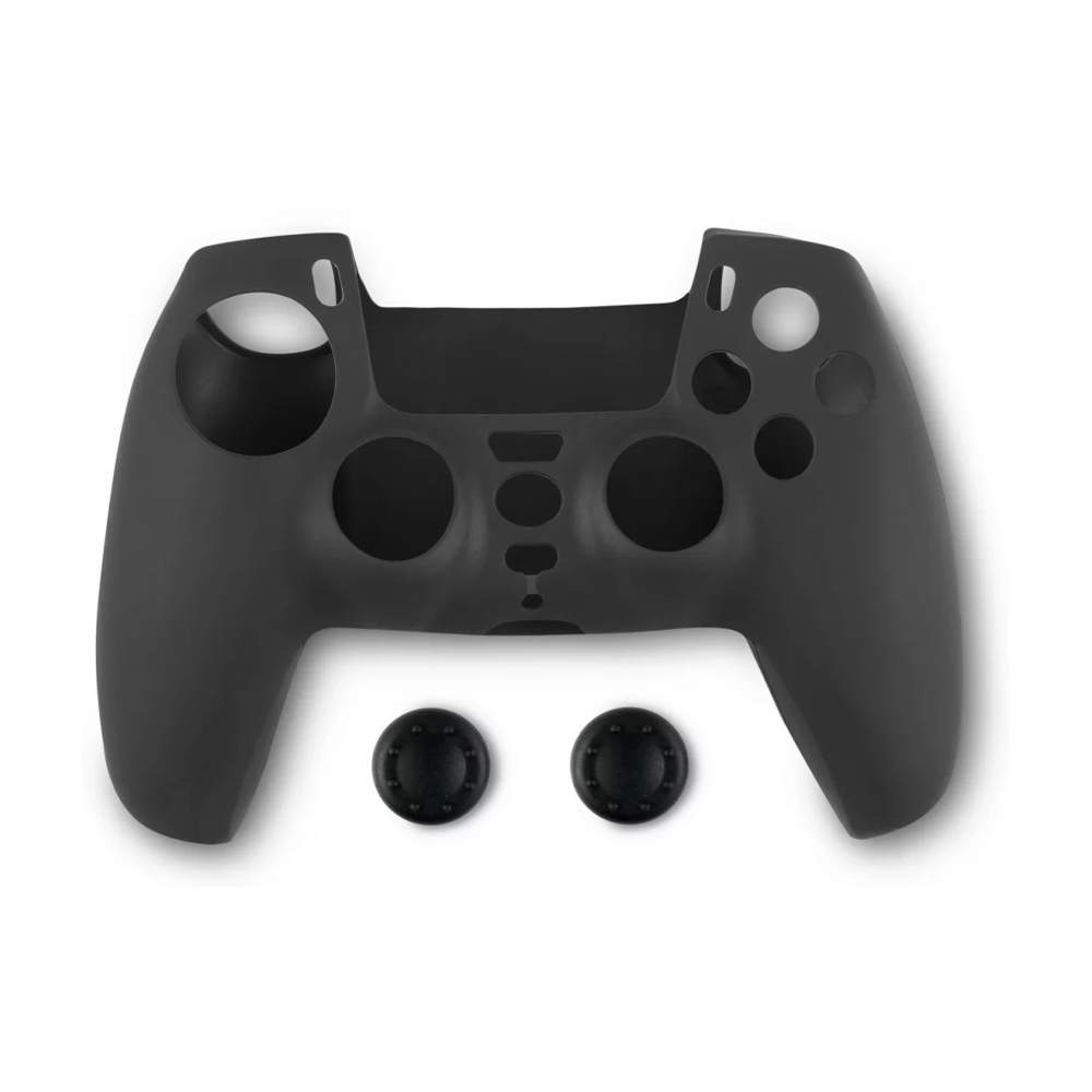 SPARTAN GEAR CONTROLLER SILICON SKIN COVER AND THUMB GRIPS BLACK FOR PS5