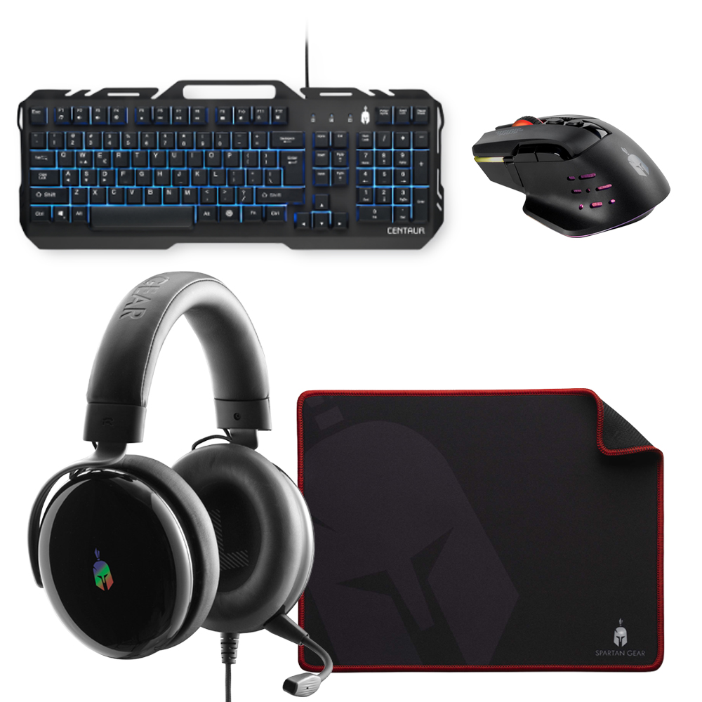 SPARTAN GEAR GAMING BUNDLE - ARES II MOUSEPAD | CENTAUR KEYBOARD | CECROPS MOUSE | CLIO HEADSET