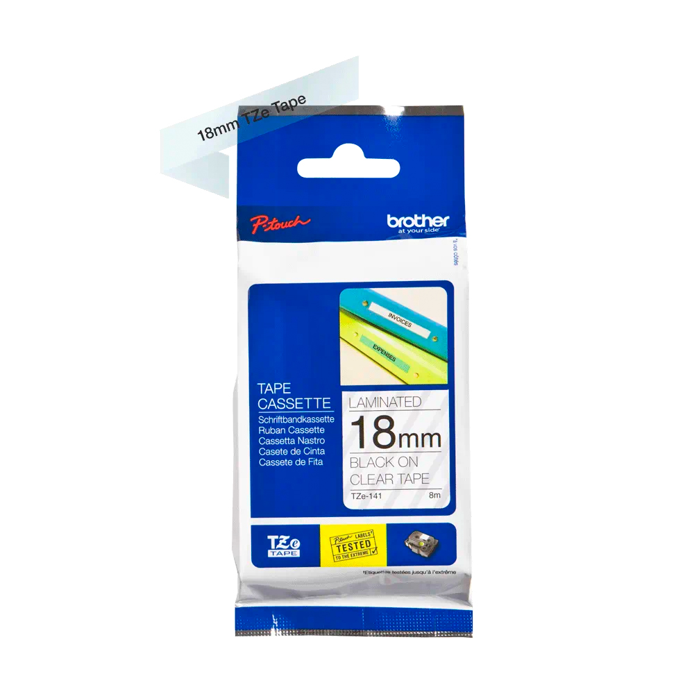 BROTHER TAPE 18MM - BLACK ON CLEAR