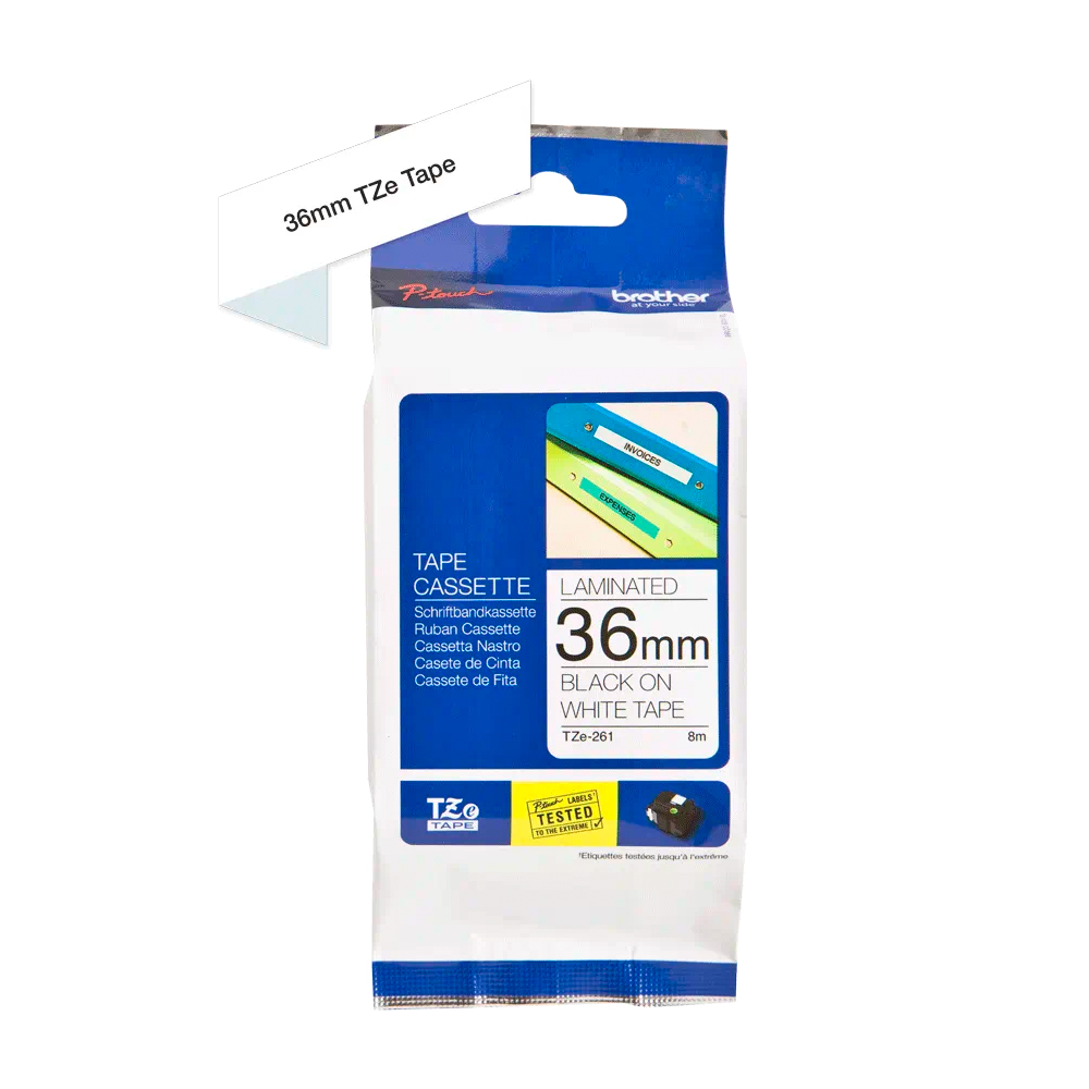 BROTHER TAPE 36MM - BLACK ON WHITE