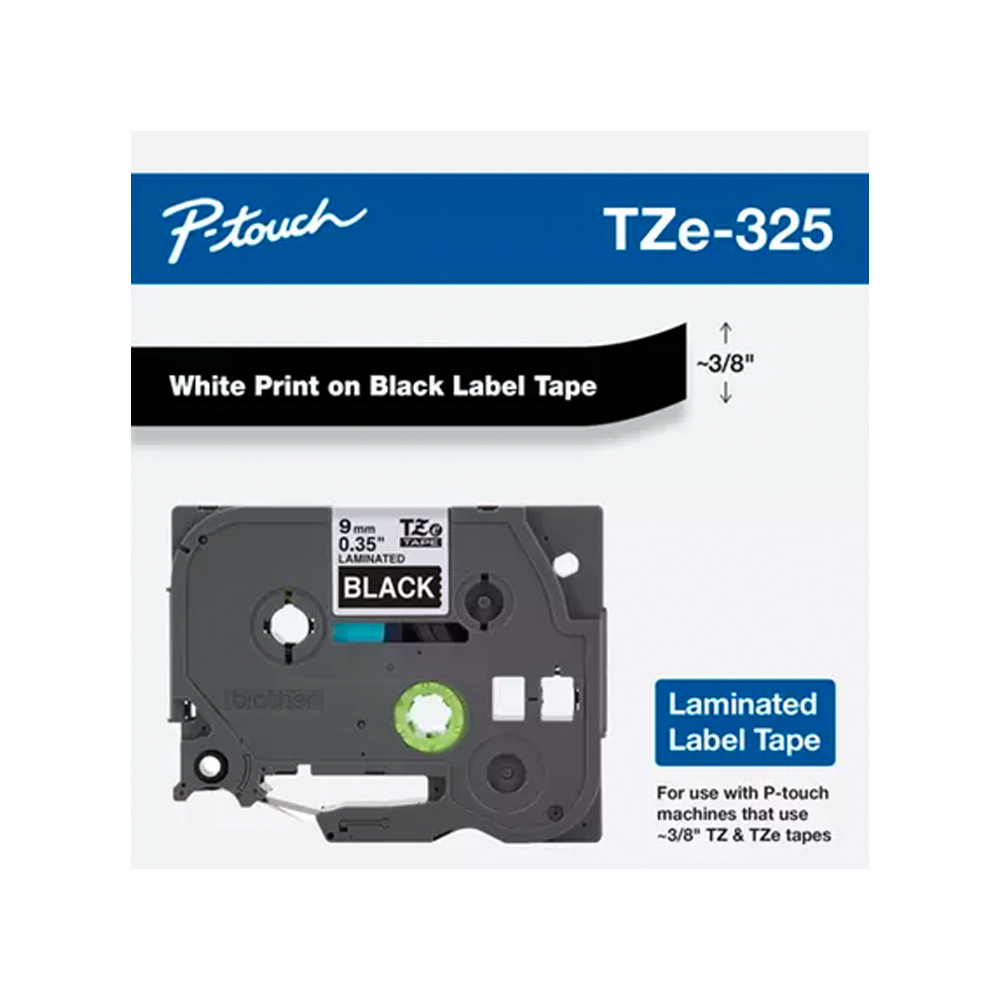 BROTHER TAPE 9MM - WHITE ON BLACK