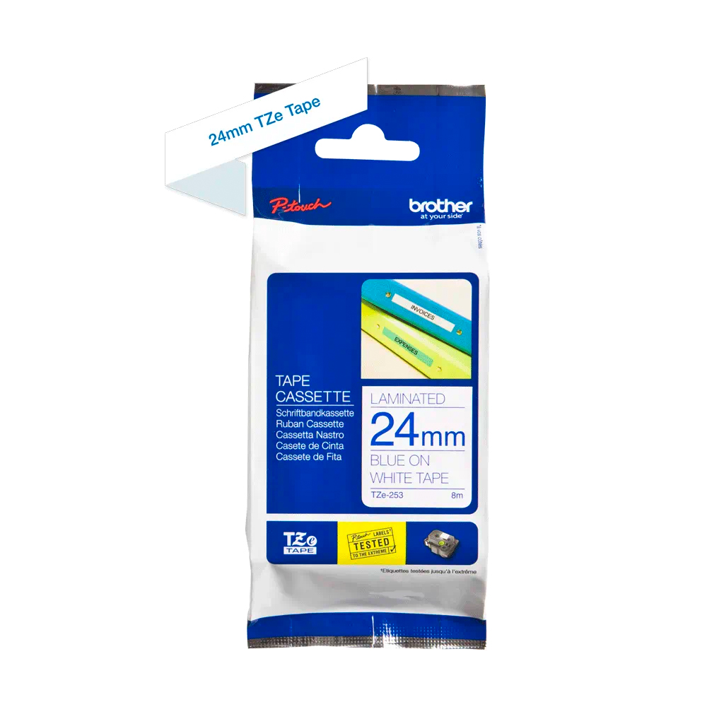 BROTHER TAPE 24MM - BLUE ON WHITE