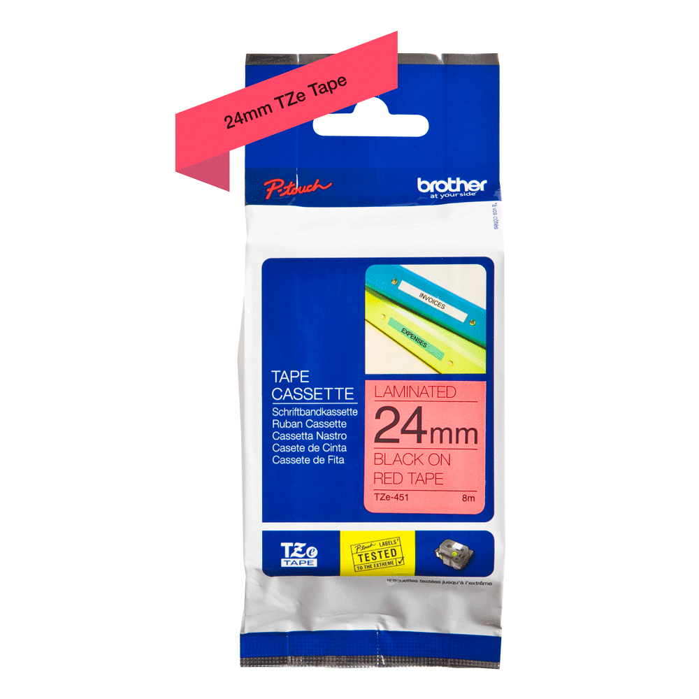 BROTHER TAPE 24MM - BLACK ON RED