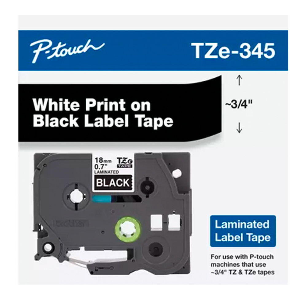 BROTHER TAPE 18MM - WHITE ON BLACK