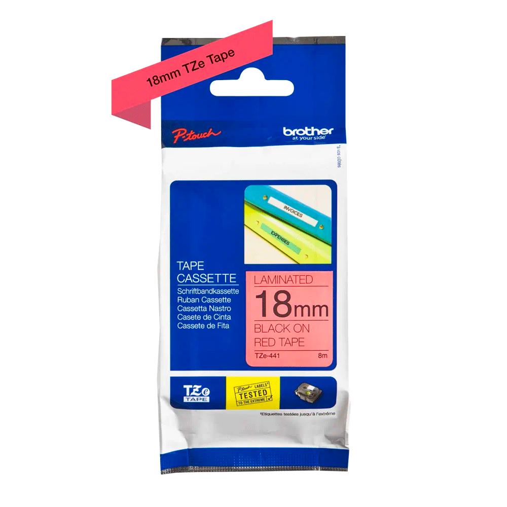 BROTHER TAPE 18MM - BLACK ON RED