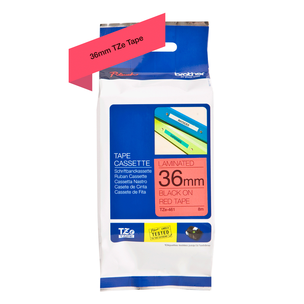 BROTHER TAPE 36MM - BLACK ON RED