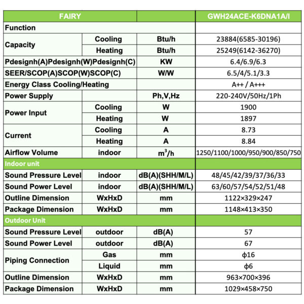 GREE FAIRY A/C 24000BTU - WIFI - R32 - SILVER