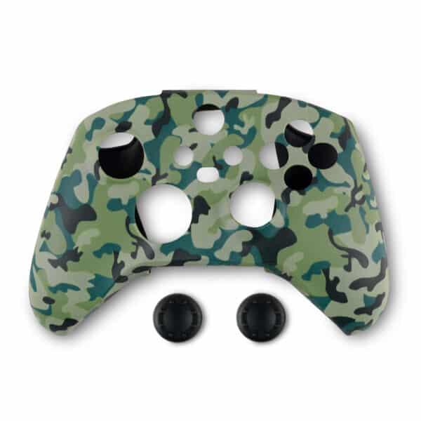 SPARTAN GEAR CONTROLLER SILICON SKIN COVER AND THUMB GRIPS GREEN CAMO XBOX X/S