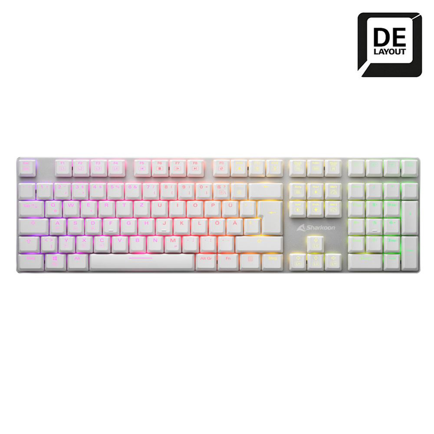 SHARKOON PUREWRITER RGB WHITE MECHANICAL KEYBOARD DE LAYOUT - BLUE SWITCHES