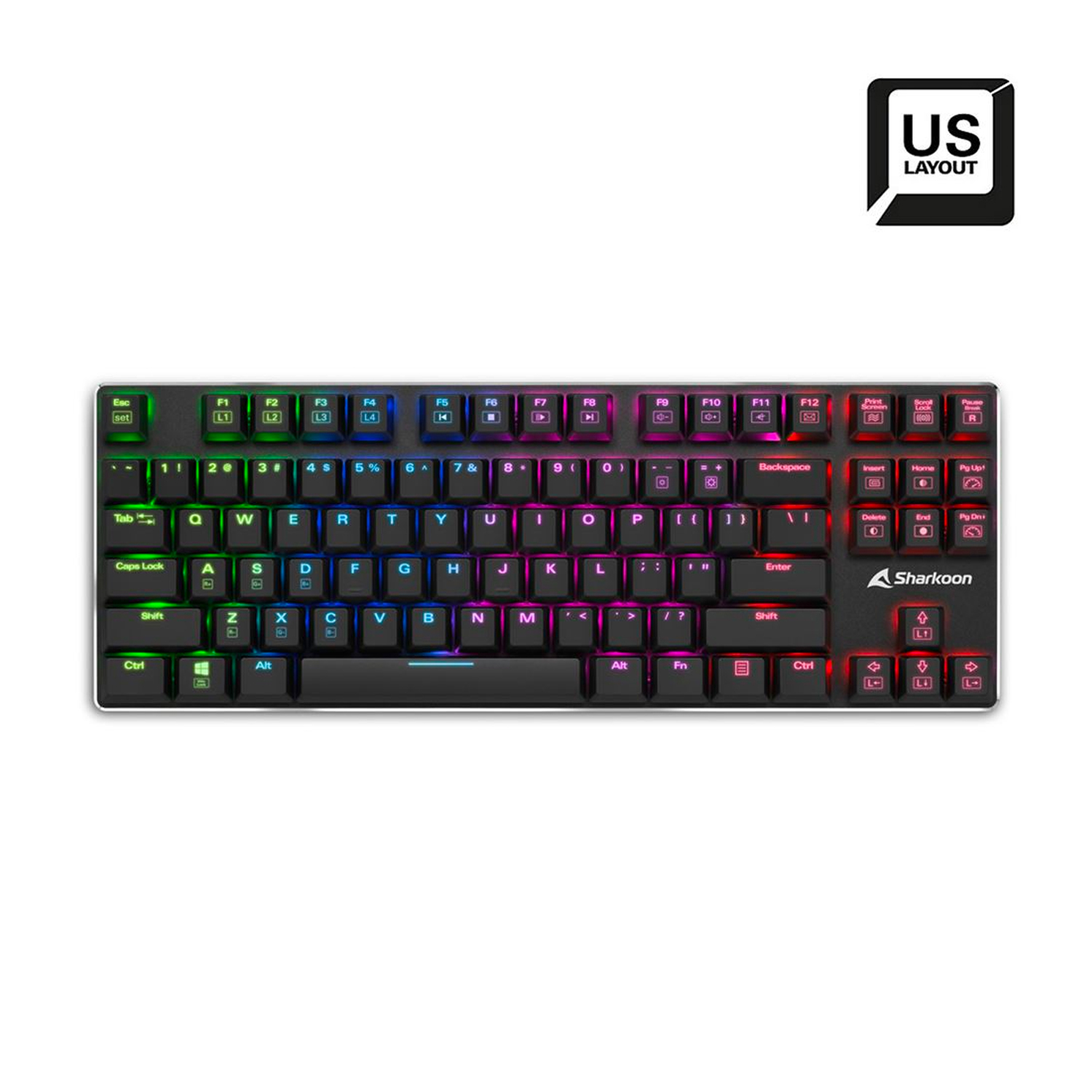 SHARKOON PUREWRITER TKL RGB BLACK MECHANICAL KEYBOARD - BLUE SWITCHES