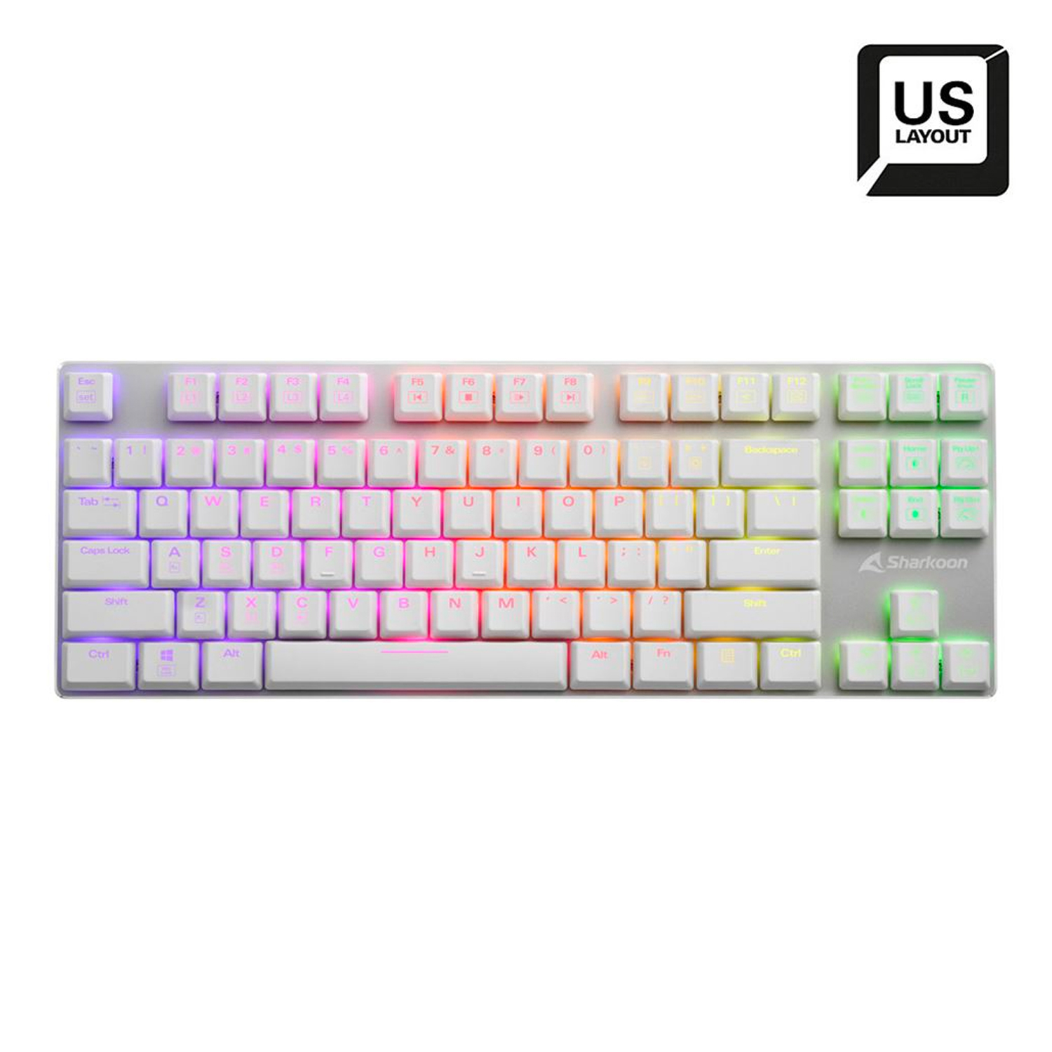 SHARKOON PUREWRITER TKL RGB WHITE MECHANICAL KEYBOARD - BLUE SWITCHES