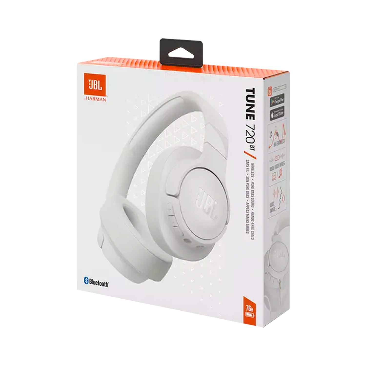 JBL T720BT WIRELESS OVER EAR HEADPHONES WHITE