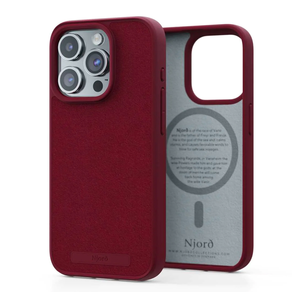 NJORD SUEDE MAGSAFE CASE FOR IPHONE 15 PRO RED