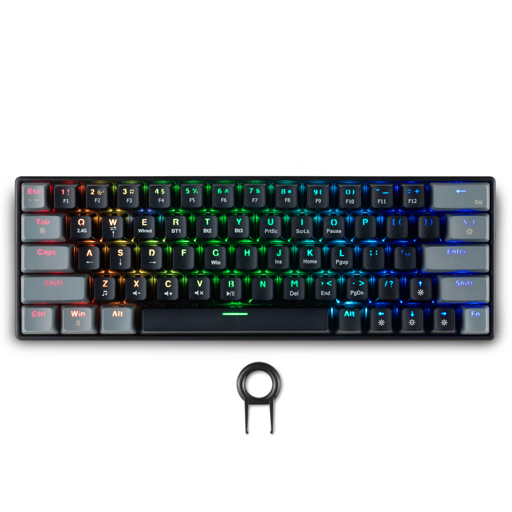 SPARTAN GEAR PEGASUS 2 RGB WIRED & W/LESS 63 KEYS MECH. GAMING KEYBOARD BLK/GRY