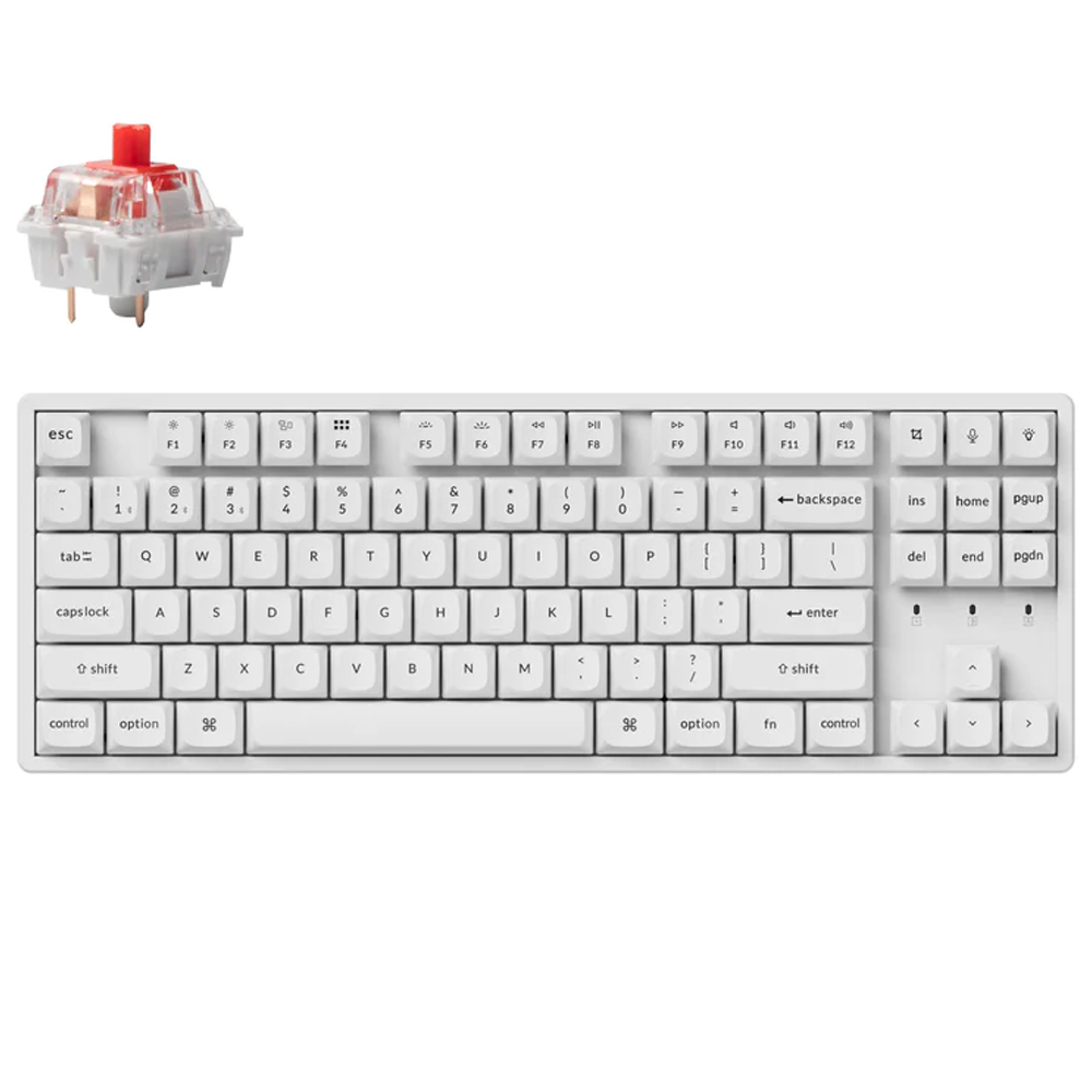 KEYCHRON K8 PRO WIRELESS MECHANICAL KEYBOARD WHITE RGB BACKLIGHT RED SWITCH
