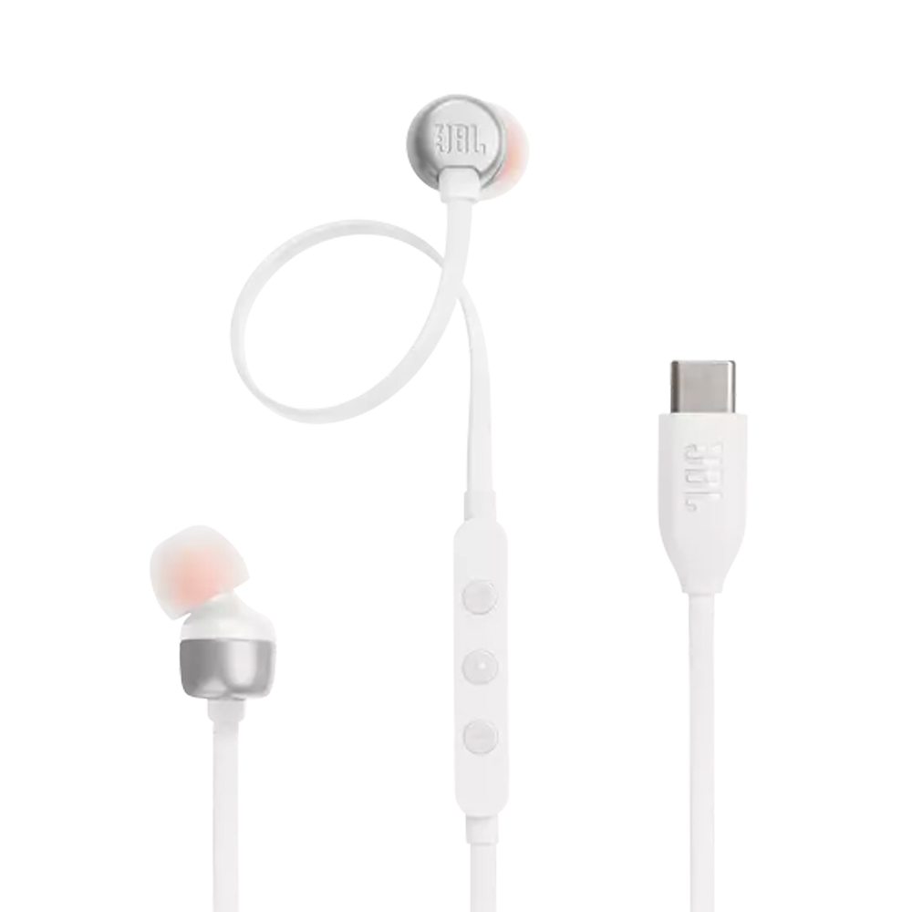 JBL T310C WHITE WIRED USB-C IN EAR HEADPHONES+MIC