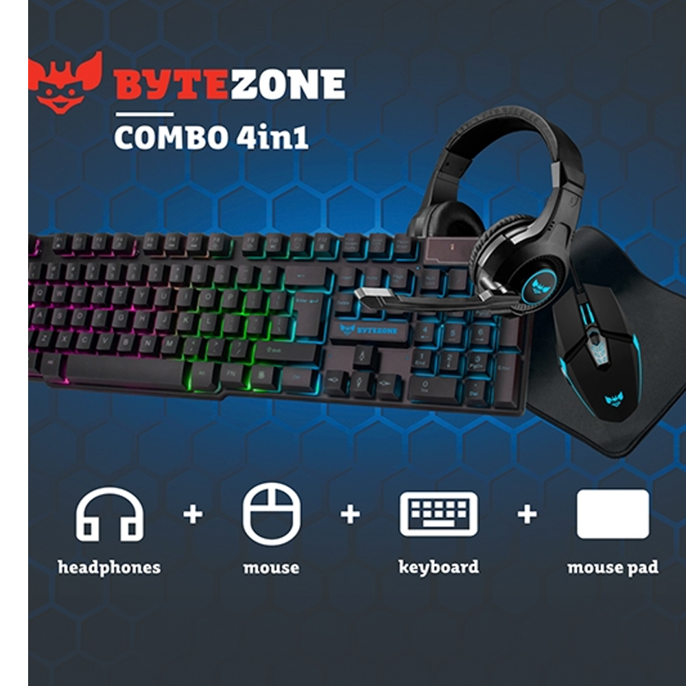BYTEZONE GAMING COMBO MOUSE+KEYBOARD+HEADSET+MOUSEPAD