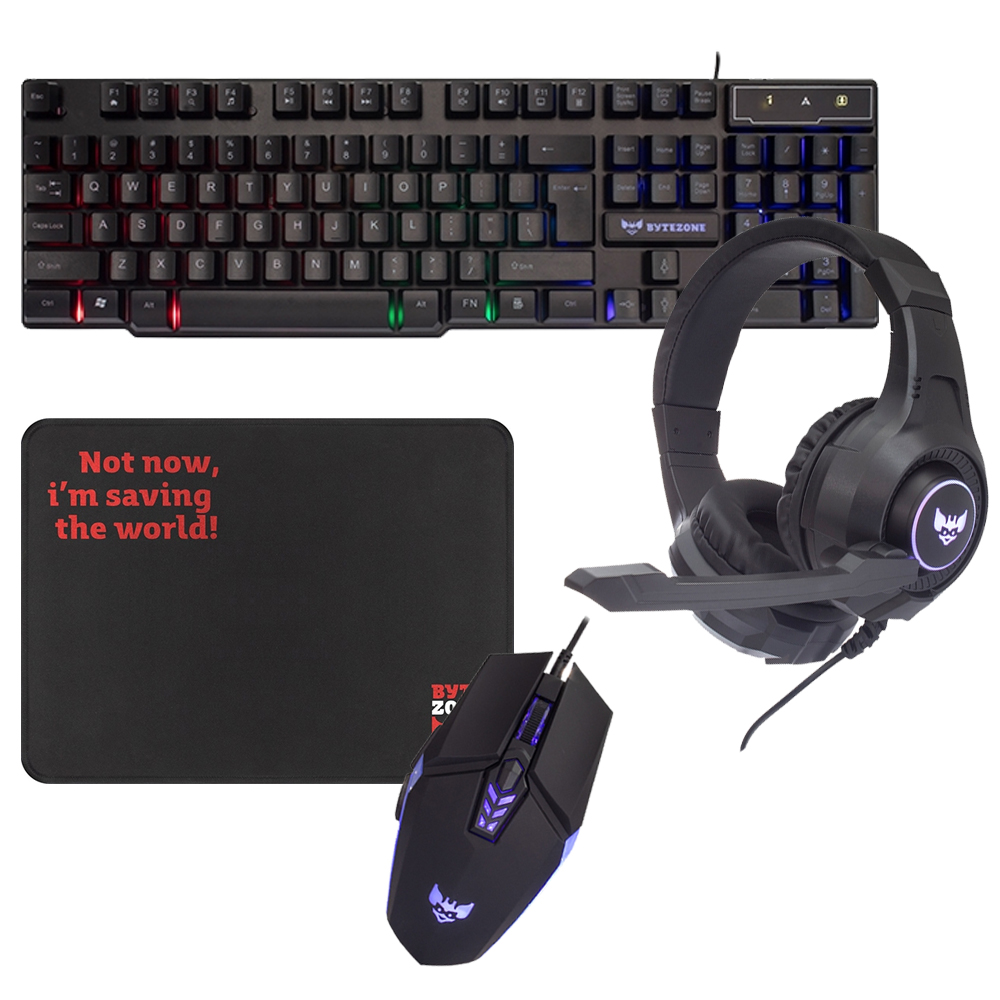 BYTEZONE GAMING COMBO MOUSE+KEYBOARD+HEADSET+MOUSEPAD