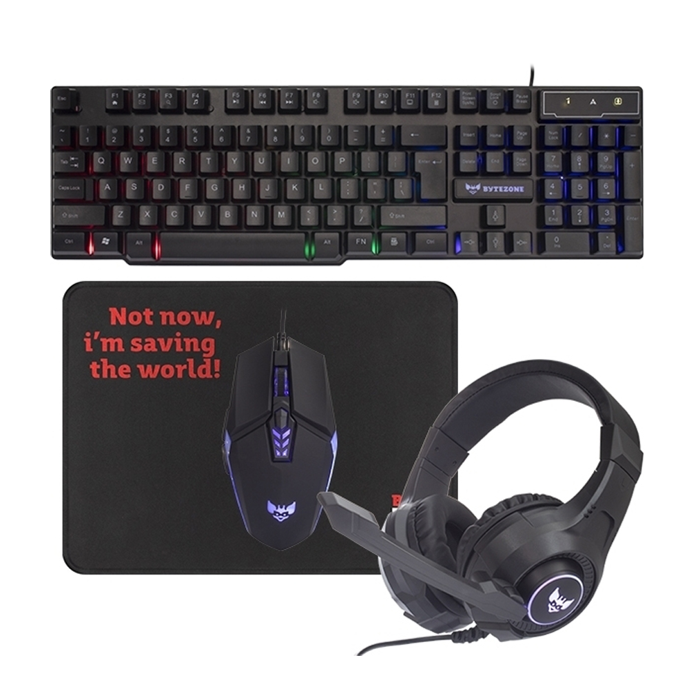 BYTEZONE GAMING COMBO MOUSE+KEYBOARD+HEADSET+MOUSEPAD