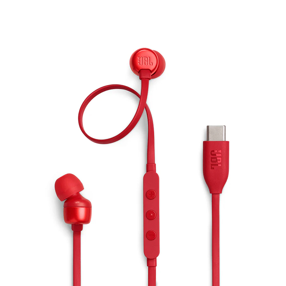 JBL T310C RED WIRED USB-C IN EAR HEADPHONES+MIC