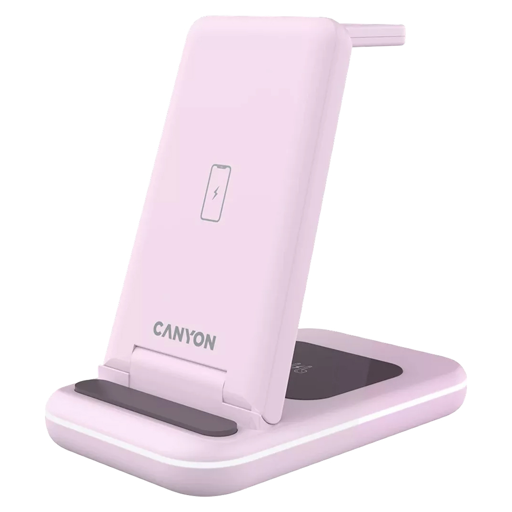 CANYON WS-304 FOLDABLE 3IN1 WIRELESS CHARGER PINK