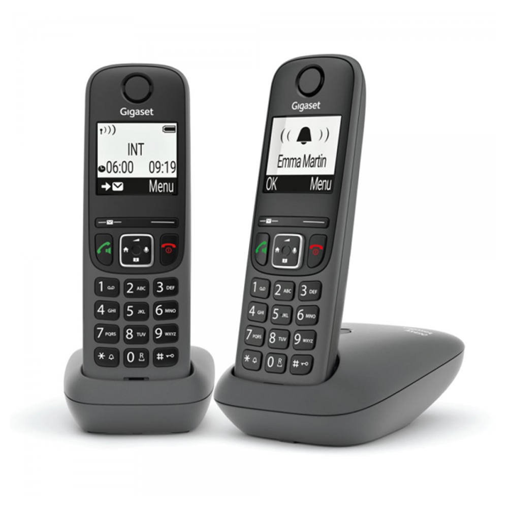 GIGASET AS490 DUO DECT CORDLESS PHONE BLACK