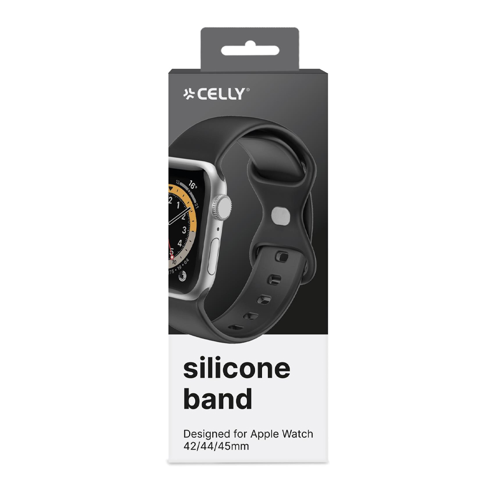 CELLY APPLE WATCH SILICONE STRAP - 42/44/45MM - BLACK