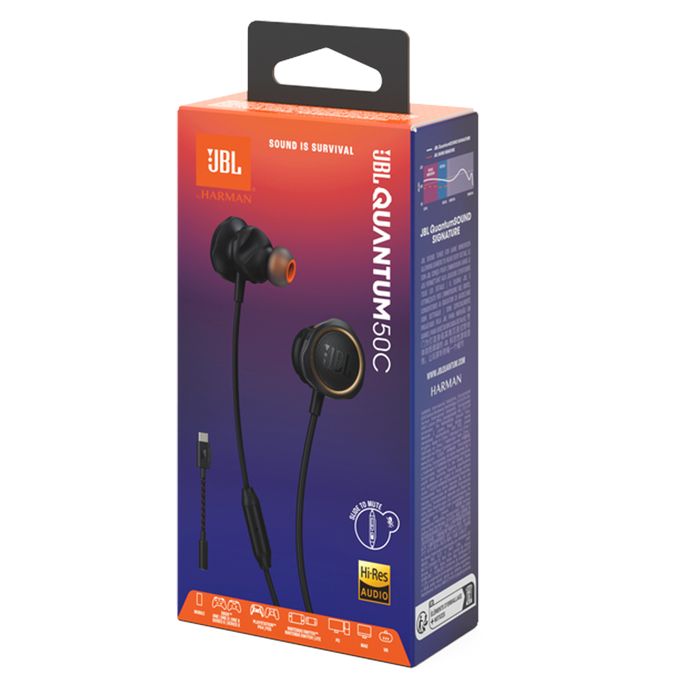 JBL QUANTUM 50C IN-EAR HEADPHONES USB-C BLACK