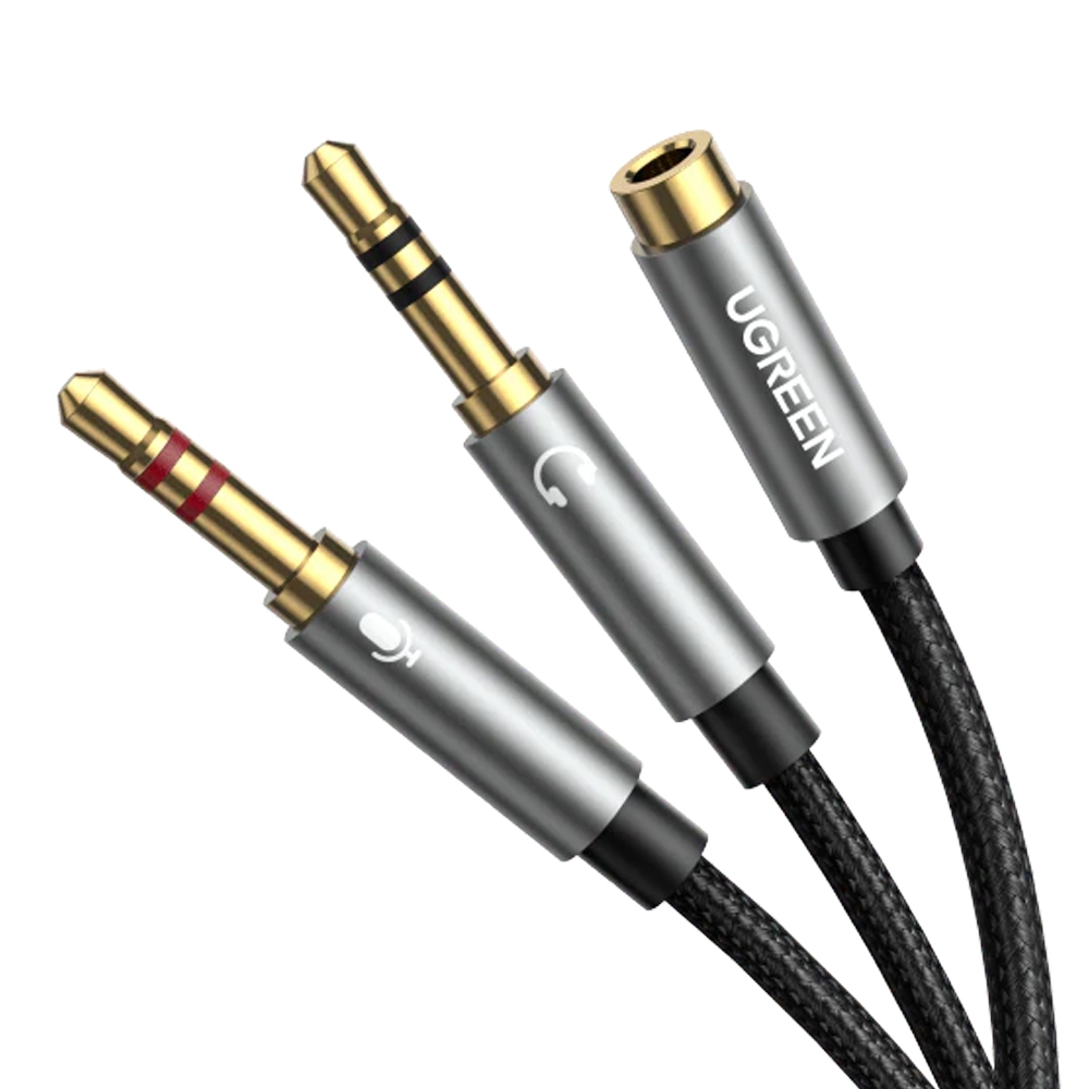 UGREEN 3.5MM JACK FEMALE TO 2-WAY 3.5MM JACK MALE HEADSET SPLITTER