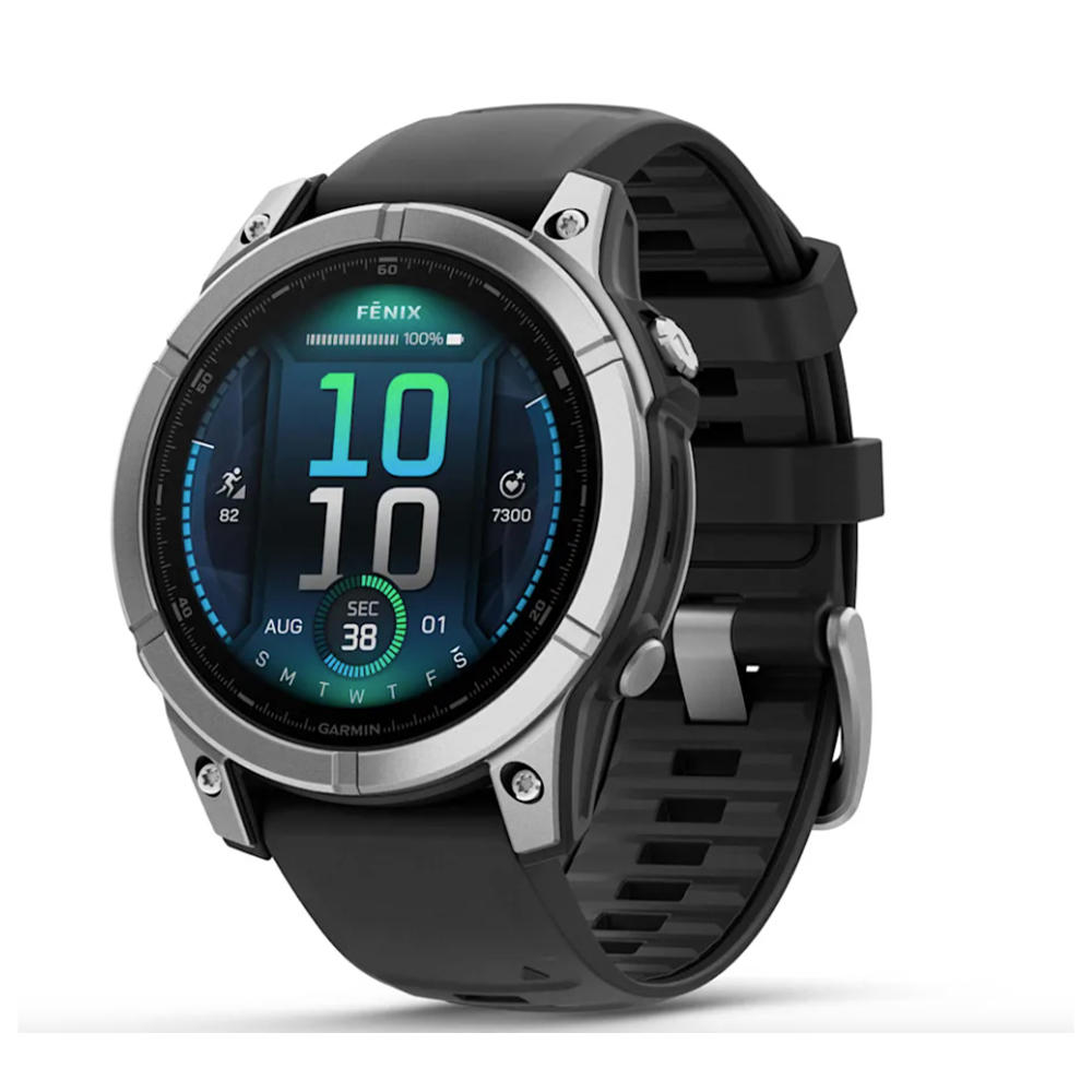 GARMIN FENIX E 47MM AMOLED STAINLESS STEEL W/BLACK SILICONE BAND