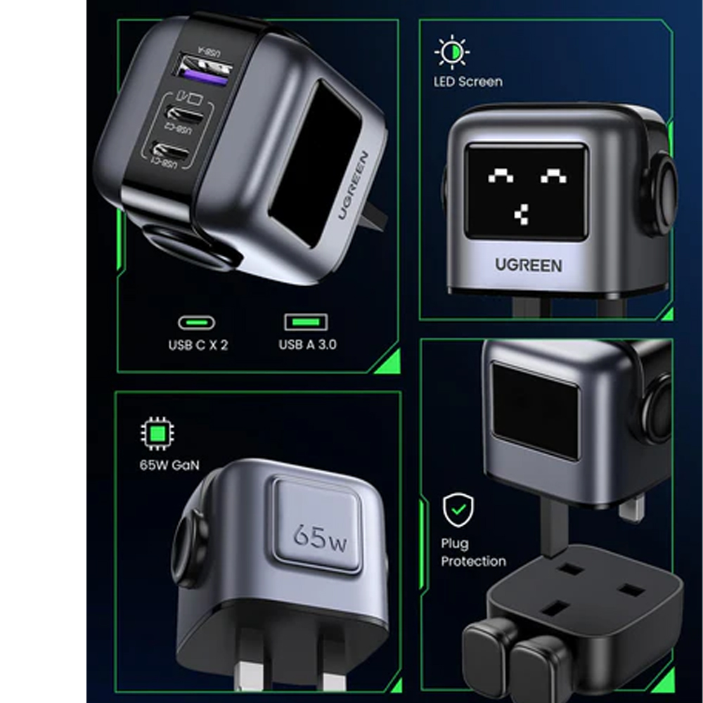 UGREEN NEXODE RG 65W USB-C GAN CHARGER BLACK UK