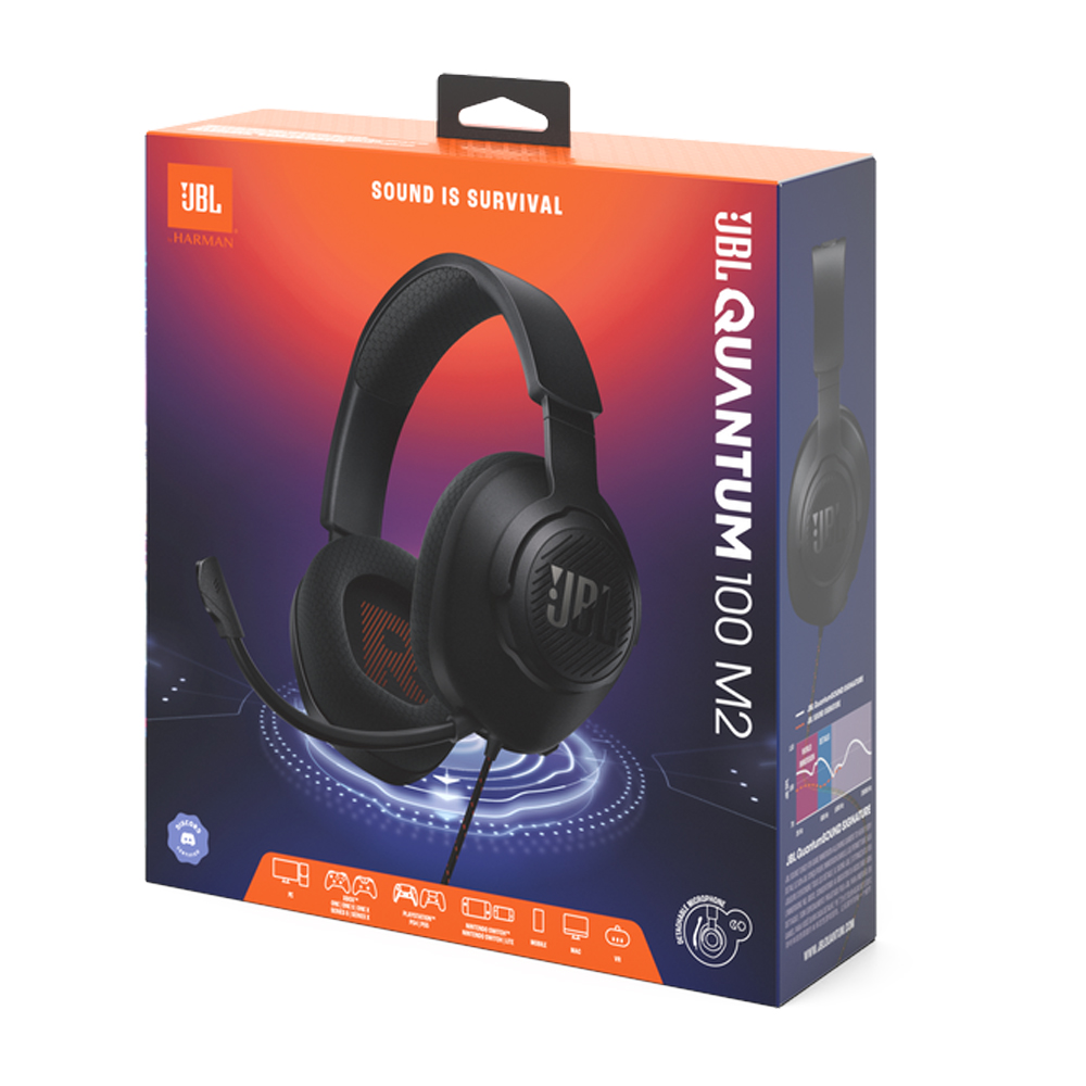 JBL QUANTUM 100 M2 BLACK WIRED GAMING HEADPHONES