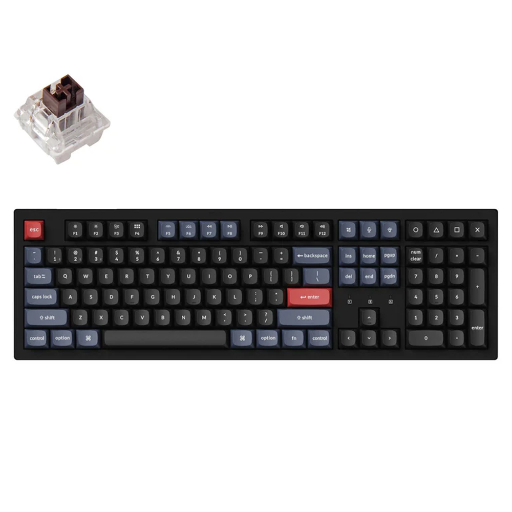 KEYCHRON K10 PRO W/LESS MECHANICAL K/BOARD WHITE BACKLIGHT BROWN SWITCH BLACK