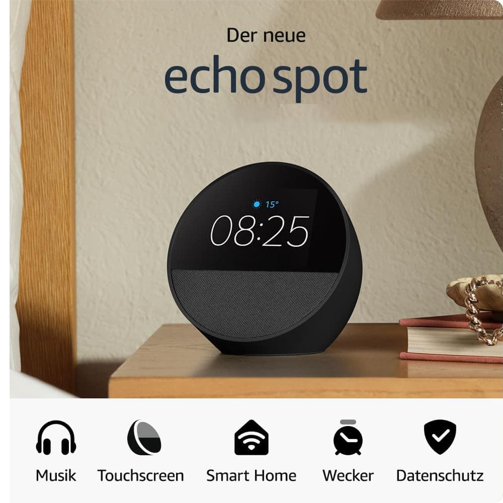 AMAZON SMART CLOCK ECHO SPOT (2024) BLACK