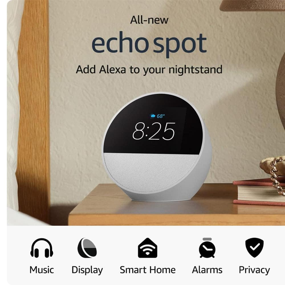 AMAZON SMART CLOCK ECHO SPOT (2024) WHITE