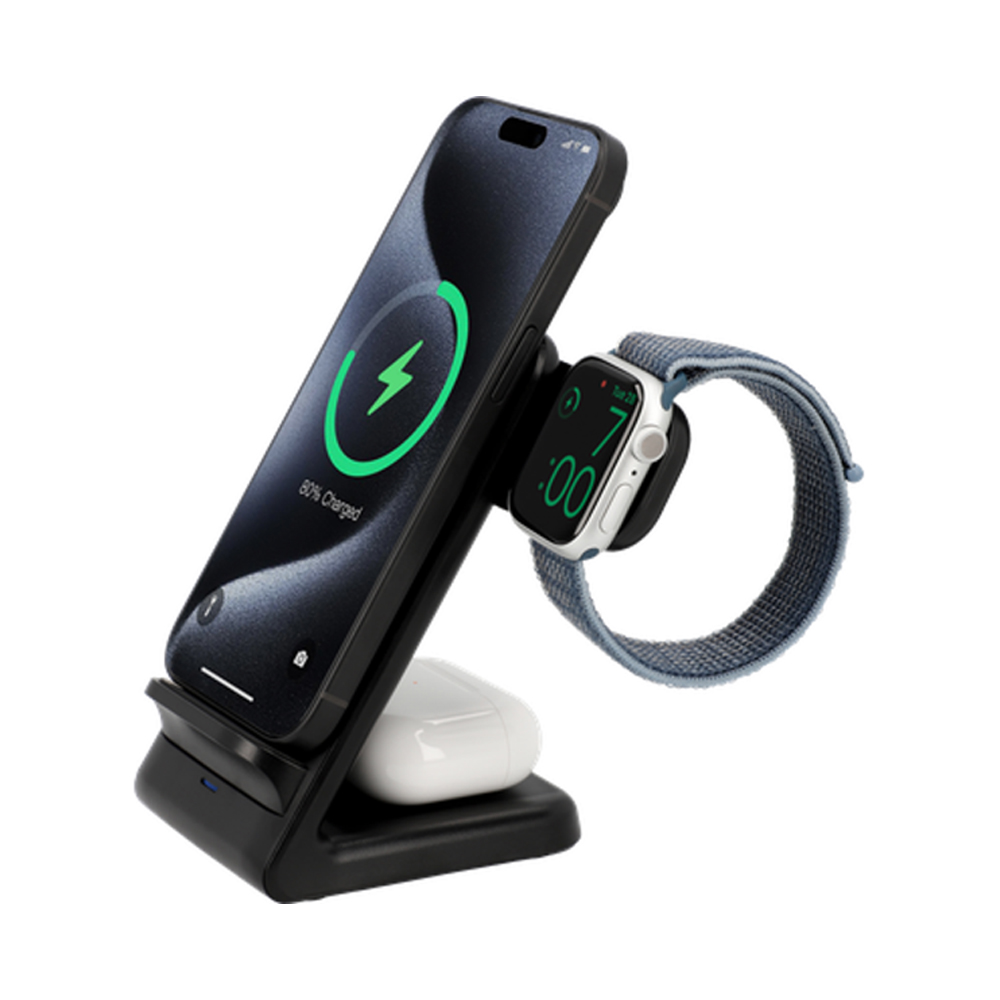 JUST IN CASE 3 IN 1 WIRELESS CHARGER STAND 15W BLACK