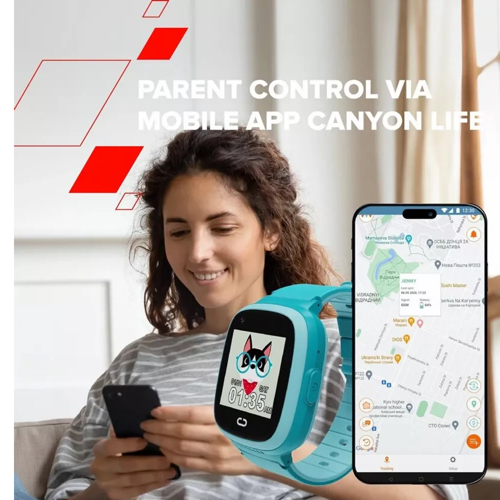 CANYON SUNNY 4G+GPS KIDS CAMERA MUSIC SMARTWATCH BLUE 