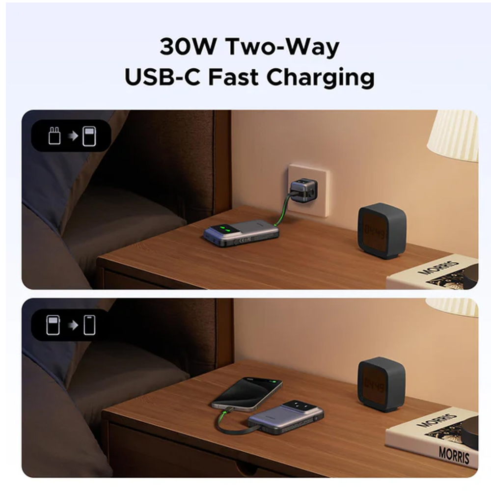 UGREEN 10,000MAH QUICK CHARGE ROBOT 30W POWER BANK W/BUILT-IN USB-C 