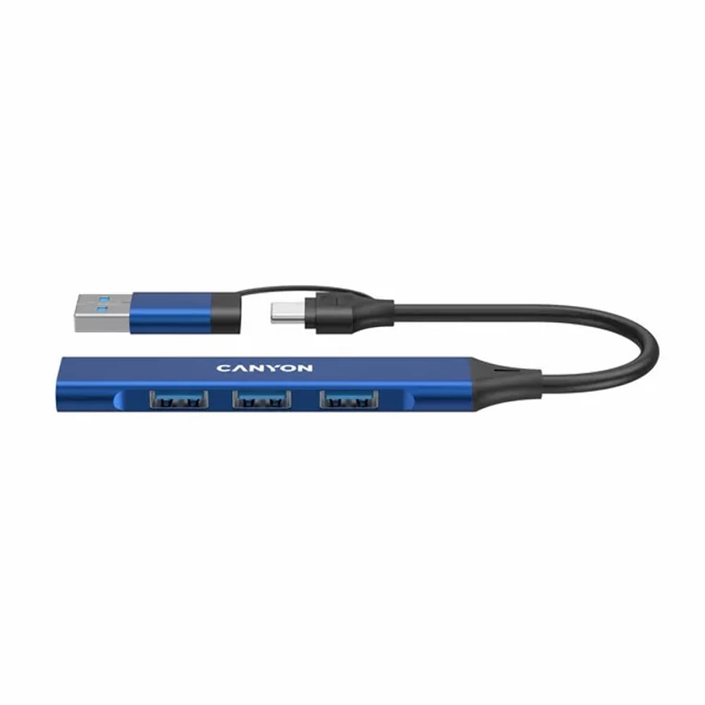 CANYON DS-02 HUB 4-IN-1 USB-A/USB-C TO USB-A X3 BLUE 