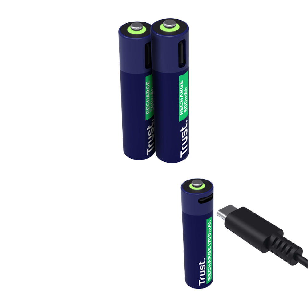 TRUST USB-C RECHARGEABLE AAA BATTERIES - BLUE