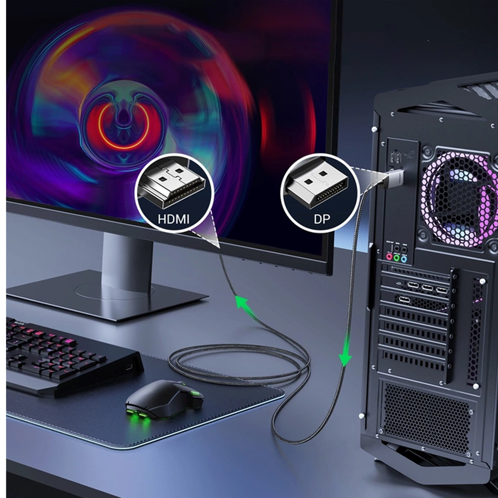 UGREEN DP 1.2 MALE TO HDMI MALE 4K 60HZ  2M CABLE