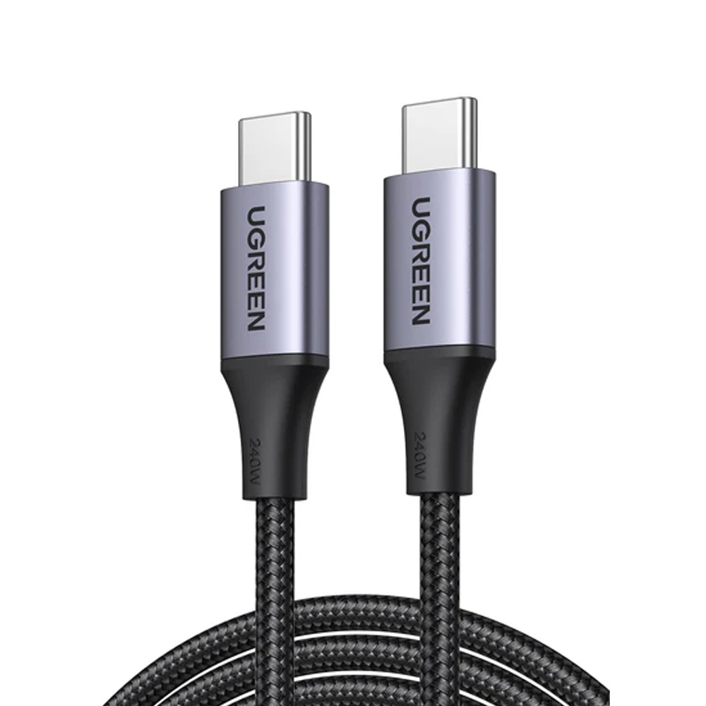 UGREEN USB-C TO USB-C 5A PD 3.0 (100W) 480MBPS 1M BRAIDED BLACK CABLE