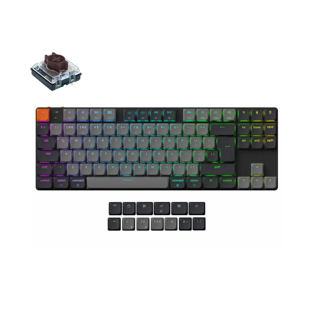 KEYCHRON K1 W/LESS MECHANICAL K/BOARD RGB BACKLIGHT LOW PROFILE BROWN SWITCH