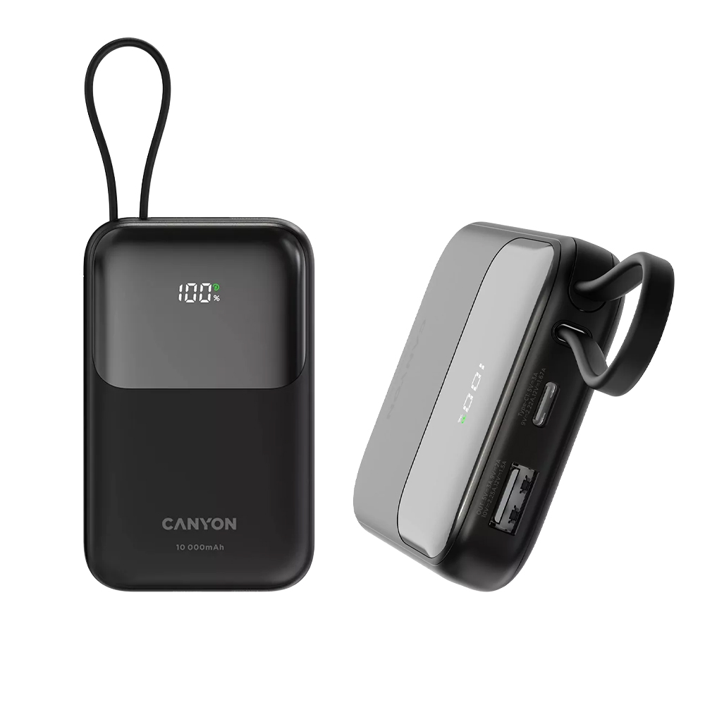 CANYON ONPOWER 101 10000MAH PD22.5W BUILT-IN USB-C POWERBANK BLACK