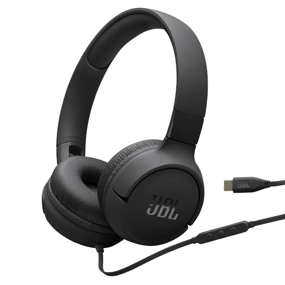 JBL T520C BLACK WIRED ON EAR HEADPHONES USB-C 