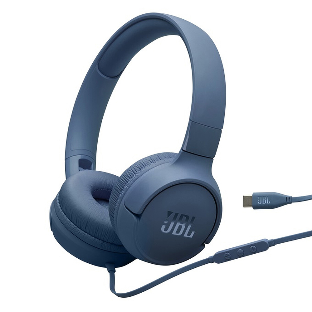 JBL T520C BLUE WIRED ON EAR HEADPHONES USB-C 