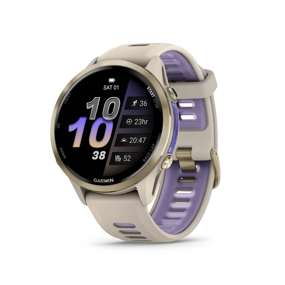 GARMIN FORERUNNER 970 SOFT GOLD TITANIUM W/FRENCH GREY & FRENCH GREY/INDIGO BAND 