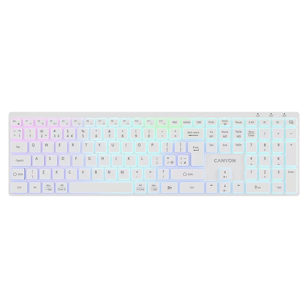 CANYON HKB-W11 BT/WIRELESS RGB BACKLIGHT KEYBOARD WHITE
