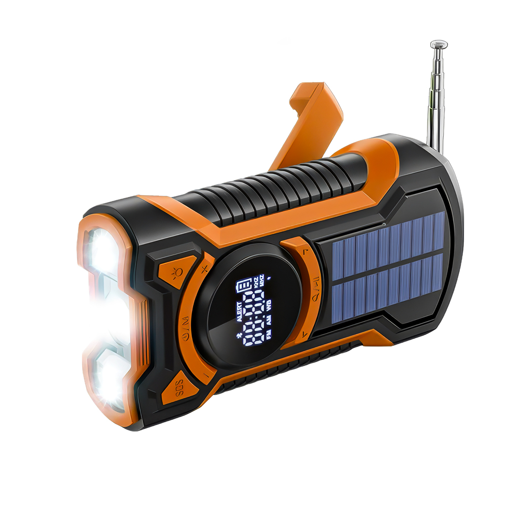 JUST IN CASE EMERGENCY SOLAR POWERED HAND CRANK, RADIO FM, BT, LED FLASHLIGHT, 5000MAH POWERBANK